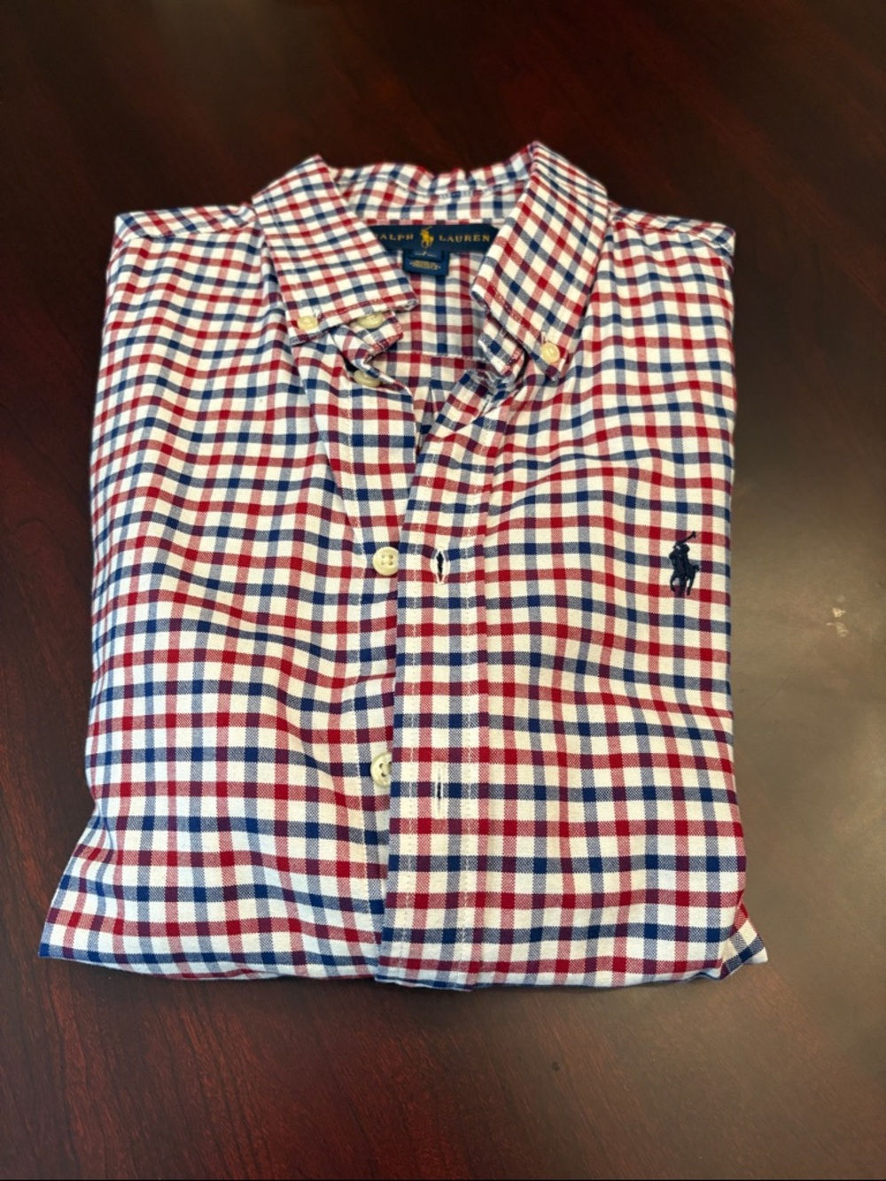 Polo by Ralph Lauren Red, Blue & White Gingham Button-Down Shirt